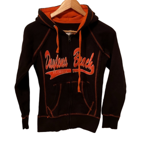 Women's Dark Blue and Orange Zip-Up Hoodie